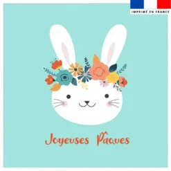 Coupon 45x45 cm motif lapin fleuri Joyeuses Pâques