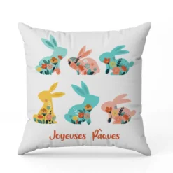 Coupon 45x45 cm motif lapins fleuris Joyeuses Pâques