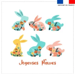 Coupon 45x45 cm motif lapins fleuris Joyeuses Pâques