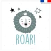 Coupon 45x45 cm motif lion baby bleu et gris