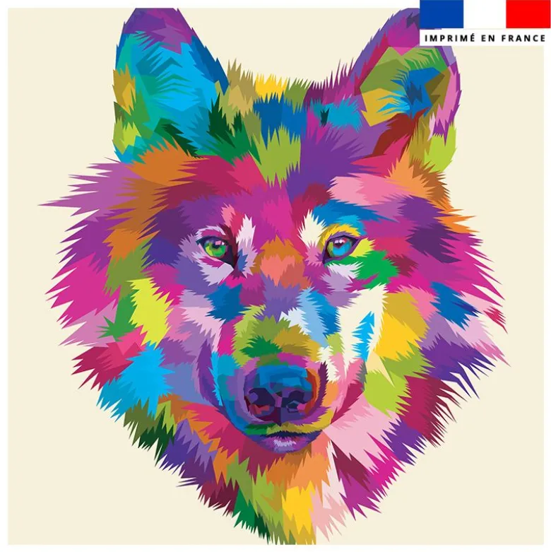 Coupon 45x45 cm motif loup pop art