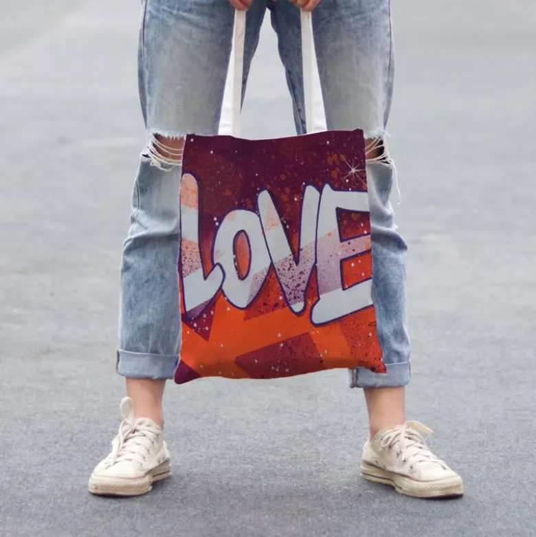 Coupon 45x45 cm motif love gris - Création Alex Z
