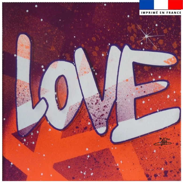 Coupon 45x45 cm motif love gris - Création Alex Z