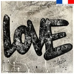 Coupon 45x45 cm motif love noir fond gris - Création Alex Z