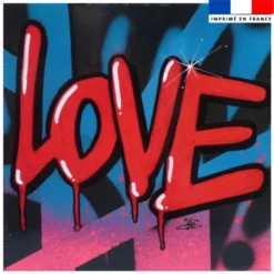 Coupon 45x45 cm motif love rouge - Création Alex Z