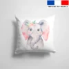 Coupon 45x45 cm motif éléphant et fleur aquarelle