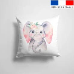 Coupon 45x45 cm motif éléphant et fleur aquarelle