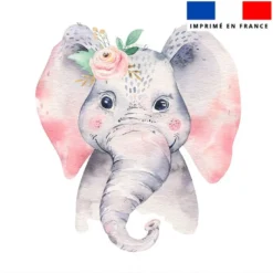 Coupon 45x45 cm motif éléphant et fleur aquarelle