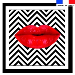 Coupon 45x45 cm motif lèvres rouges et chevron