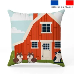 Coupon 45x45 cm motif maison de la ferme