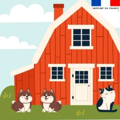 Coupon 45x45 cm motif maison de la ferme