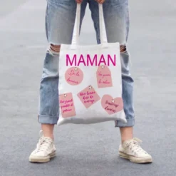 Coupon 45x45 cm motif maman recette rose