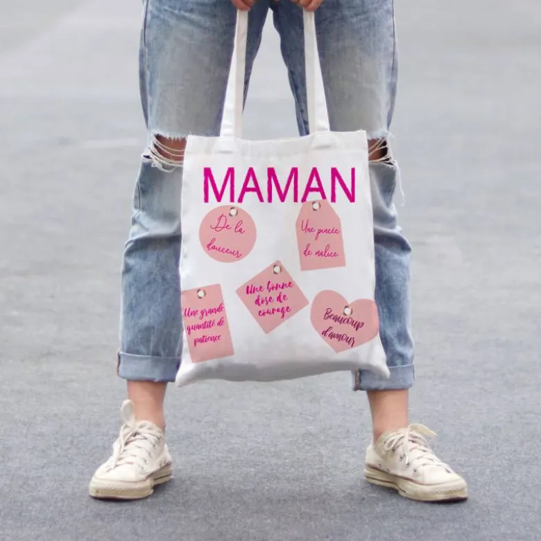 Coupon 45x45 cm motif maman recette rose