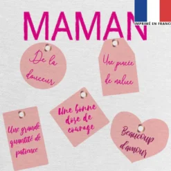 Coupon 45x45 cm motif maman recette rose
