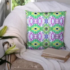 Coupon 45x45 cm motif miroir vert et violet - Création Lita Blanc
