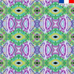 Coupon 45x45 cm motif miroir vert et violet - Création Lita Blanc