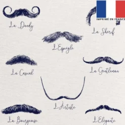 Coupon 45x45 cm motif moustaches bleues
