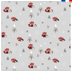 Coupon 45x45 cm motif panda roux et hérisson gris verso