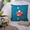 Coupon 45x45 cm motif panda roux et hérisson bleu canard recto