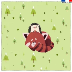 Coupon 45x45 cm motif panda roux et hérisson vert recto