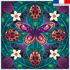 Coupon 45x45 cm motif papillon orange et violet - Création Pilar Berrio