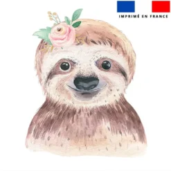 Coupon 45x45 cm motif paresseux et fleur aquarelle