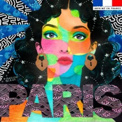 Coupon 45x45 cm motif Paris by night 5 - Création Lita Blanc