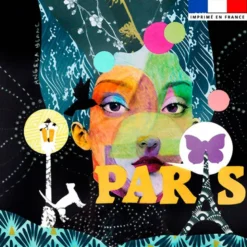 Coupon 45x45 cm motif Paris by night 4 - Création Lita Blanc