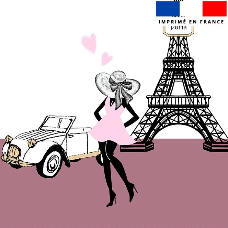 Coupon 45x45 cm motif Paris rose et gold