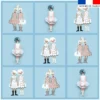 Coupon 45x45 cm motif patchwork de poupées bleues - Création Lita Blanc