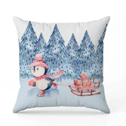 Coupon 45x45 cm motif pingouin de Noel à la luge