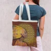 Coupon 45x45 cm motif portrait cheveux d'or - Création Lita Blanc