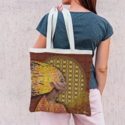 Coupon 45x45 cm motif portrait cheveux d'or - Création Lita Blanc