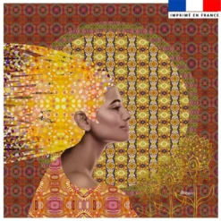 Coupon 45x45 cm motif portrait cheveux d'or - Création Lita Blanc