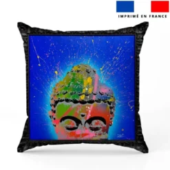 Coupon 45x45 cm motif portrait de Bouddha street art bleu - Création Alex Z