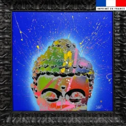 Coupon 45x45 cm motif portrait de Bouddha street art bleu - Création Alex Z