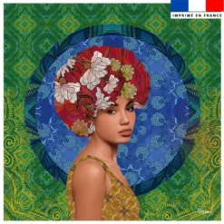 Coupon 45x45 cm motif portrait diva fleurie - Création Lita Blanc