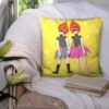 Coupon 45x45 cm motif poupée rétro jaune - Création Lita Blanc