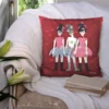 Coupon 45x45 cm motif poupée rétro rouge - Création Lita Blanc