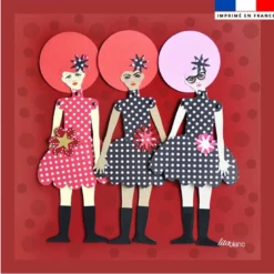 Coupon 45x45 cm motif poupée rétro rouge à pois - Création Lita Blanc