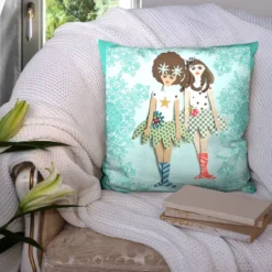Coupon 45x45 cm motif poupée rétro vert - Création Lita Blanc
