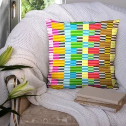 Coupon 45x45 cm motif rayure effet tissé - Création Lita Blanc