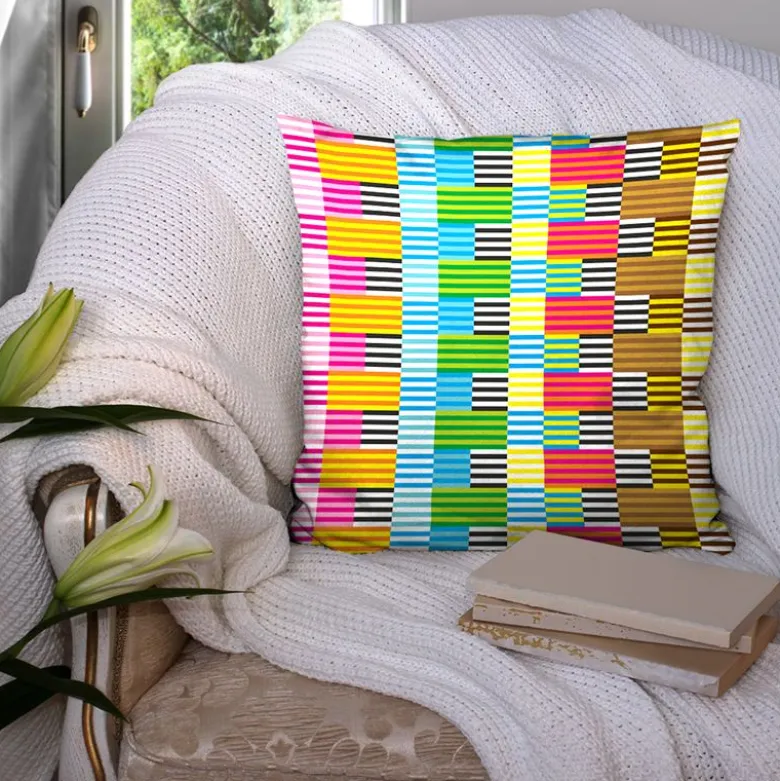 Coupon 45x45 cm motif rayure effet tissé - Création Lita Blanc