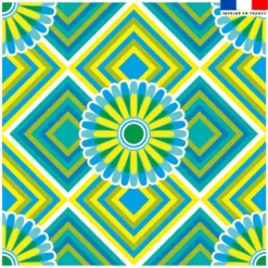 Coupon 45x45 cm motif rosace jaune et verte - Création Lita Blanc