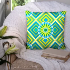 Coupon 45x45 cm motif rosace jaune et verte - Création Lita Blanc