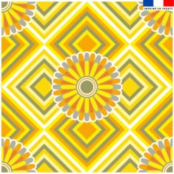 Coupon 45x45 cm motif rosace jaune - Création Lita Blanc