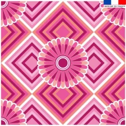 Coupon 45x45 cm motif rosace rose - Création Lita Blanc