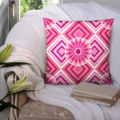 Coupon 45x45 cm motif rosace rose - Création Lita Blanc