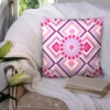 Coupon 45x45 cm motif rosace rose pastel - Création Lita Blanc