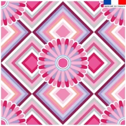Coupon 45x45 cm motif rosace rose pastel - Création Lita Blanc